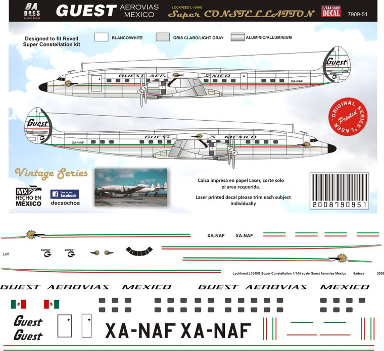 1/144 Scale Decal Guest Aerovias Connie
