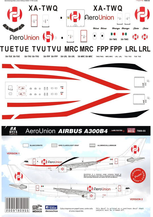 1/144 Scale Decal Aerounion A-300