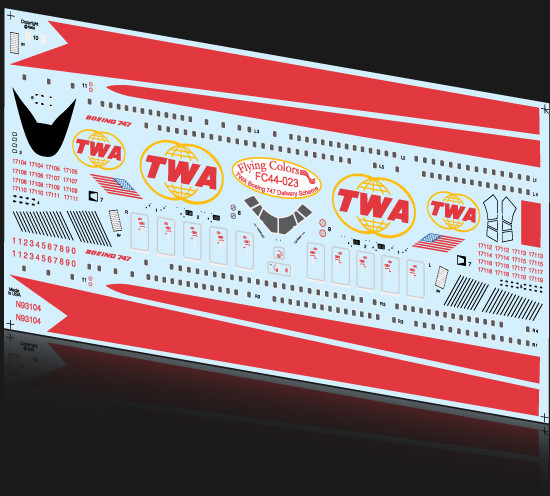 1/144 Scale Decal TWA 747-100 Twin Globes