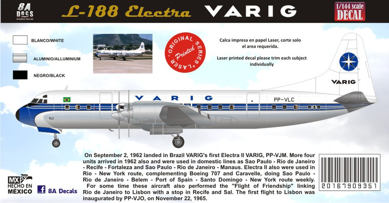 1/144 Scale Decal Varig Electra