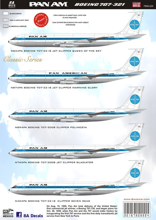 1/144 Scale Decal Pan American 707-321