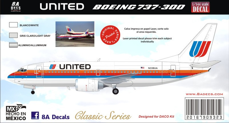 1/144 Scale Decal United 737-300 Saul Bass