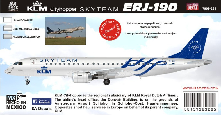 1/144 Scale Decal ERJ-190 KLM Skyteam