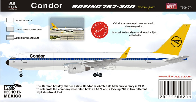 1/144 Scale Decal Boeing 767-300 CONDOR Retrojet