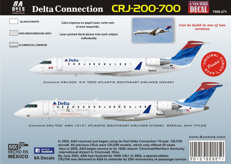 1/144 Scale Decal DELTA 2002 CRJ-200