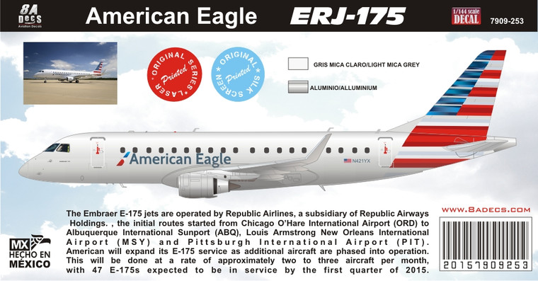 1/144 Scale Decal American ERJ-175