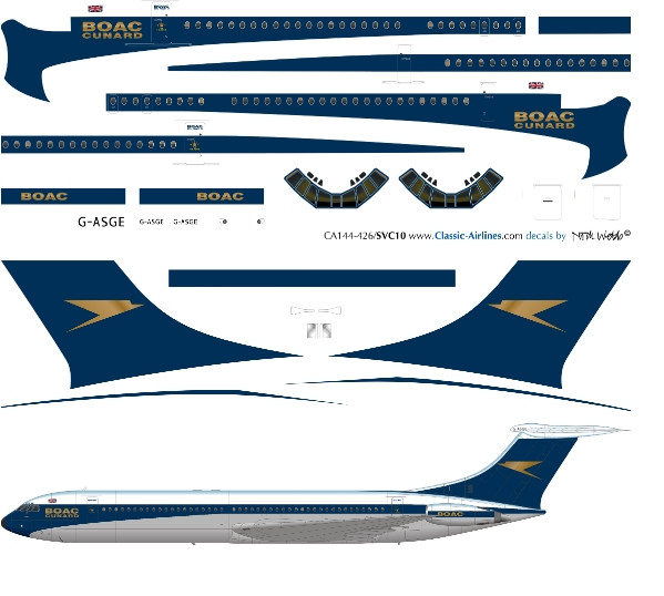 1/144 Scale Decal BOAC Super VC-10 G-ASGE