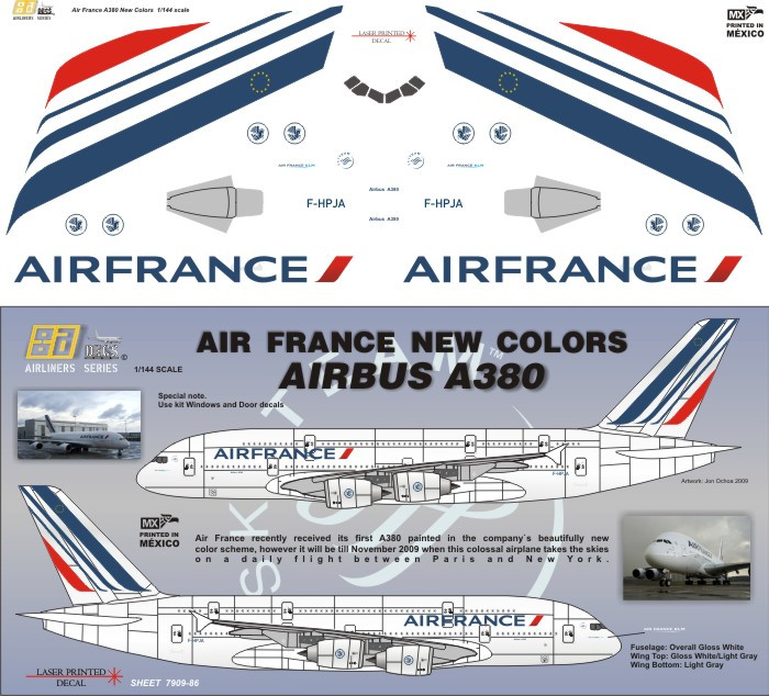 1/144 Scale Decal Air France A-380 2009