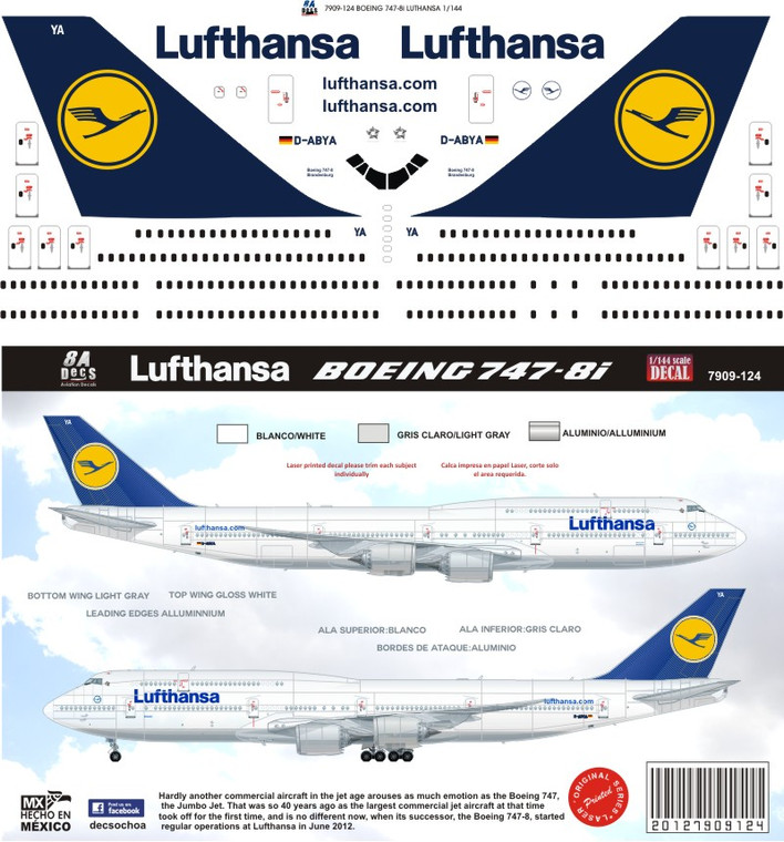 1/144 Scale Decal Lufthansa 747-8