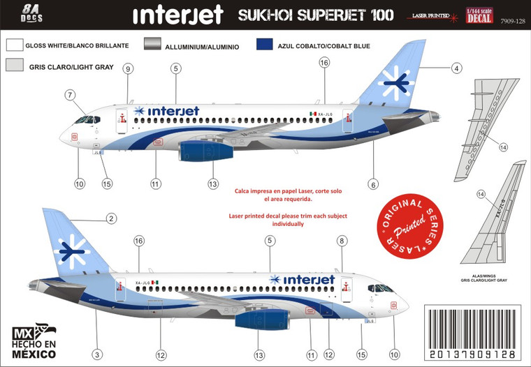 1/144 Scale Decal Interjet Sukhoi 100