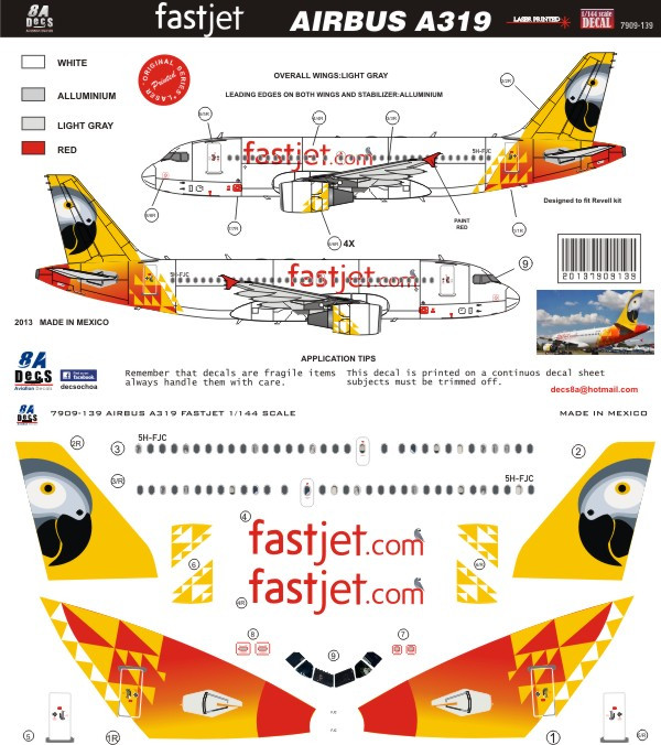 1/144 Scale Decal Fastjet A-319