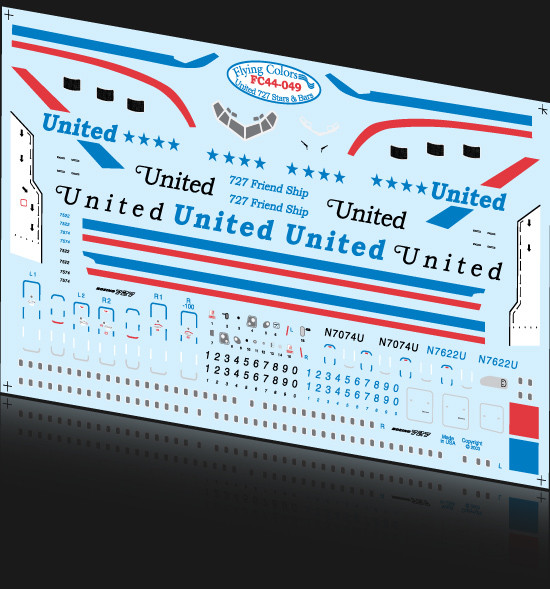1/144 Scale Decal United Stars & Bars 727-100 / 200