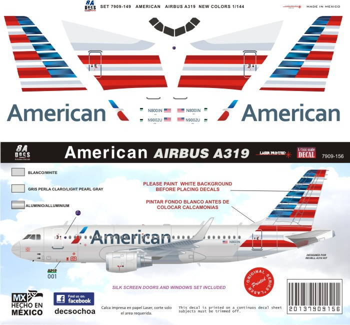 1/144 Scale Decal American A-319