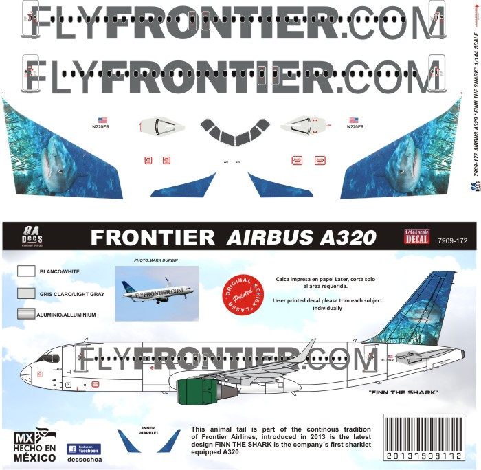 1/144 Scale Decal Frontier A-320 Shark the Finn