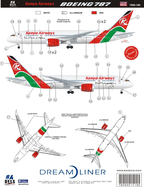 1/144 Scale Decal Kenya Airways 787