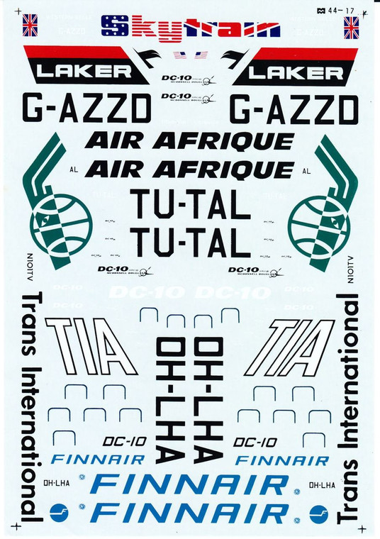 1/144 Scale Decal Laker / Air Afrique / Finnair DC-10