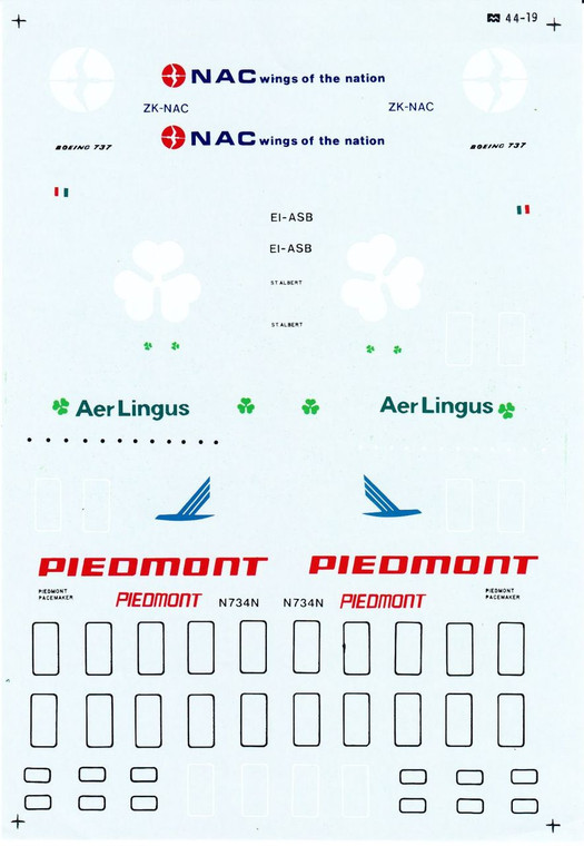 1/144 Scale Decal Piedmont / NAC / Aer Lingus 737-200