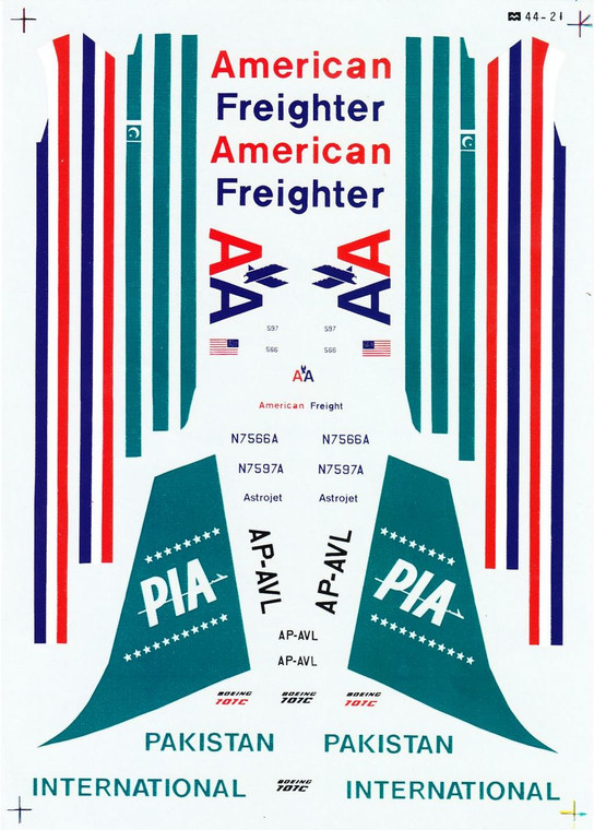 1/144 Scale Decal American Freighter / PIA - Pakistan International 707