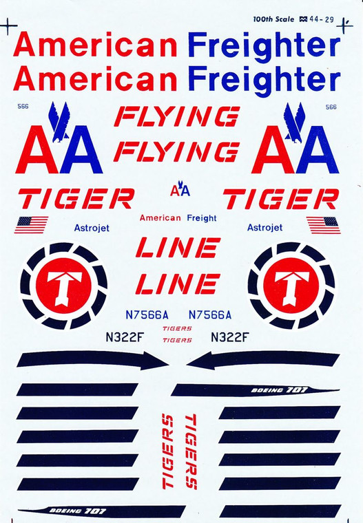 1/100 Scale Decal American Freighter / Flying Tiger Line 707-320C