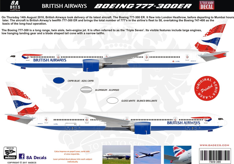 1/144 Scale Decal British Airways 777-300ER