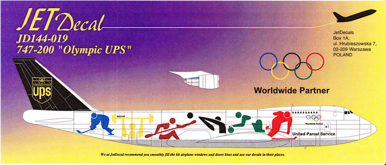 1/144 Scale Decal UPS 747-200F Olympics