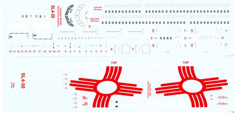 1/144 Scale Decal Southwest 737-300 New Mexico One