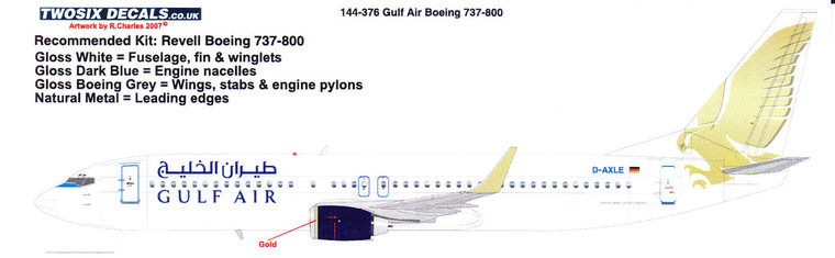 1/144 Scale Decal Gulf Air 737-800