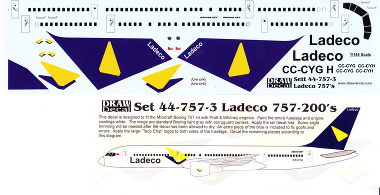 1/144 Scale Decal Ladeco 757-200