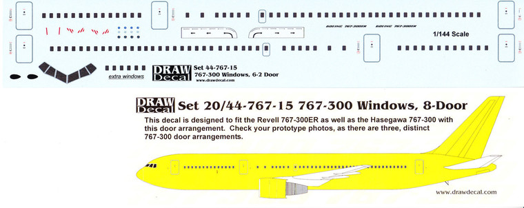 1/144 Scale Decal 767-300 Cockpit / Windows / Doors & Details
