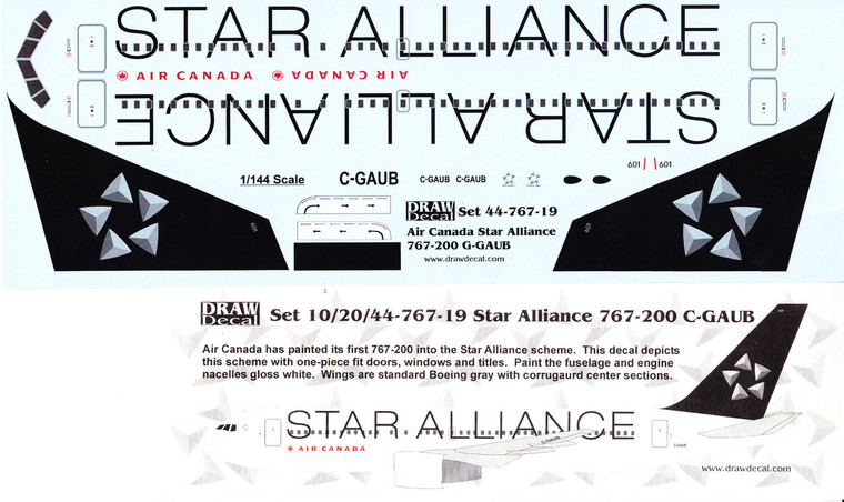 1/144 Scale Decal Air Canada 767-200 STAR ALLIANCE