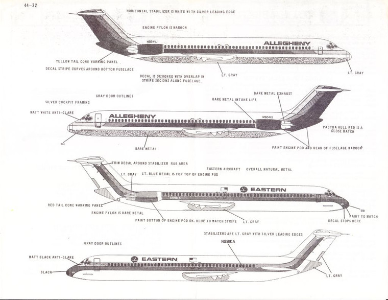 1/144 Scale Decal Eastern / Allegheny DC9-50