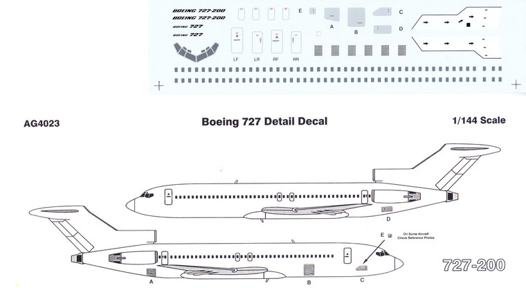 1/144 Scale Decal Detail Sheet 727-100 / 200
