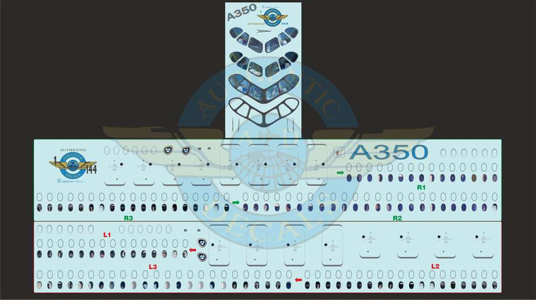 1/144 Scale Decal Lifelike Cockpit & Windows A-350