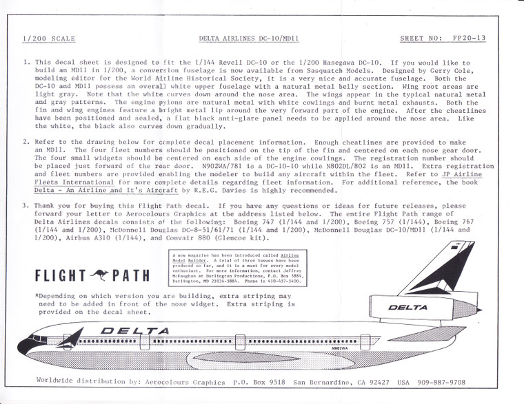 1/200 Scale Decal Delta DC-10 / MD-11