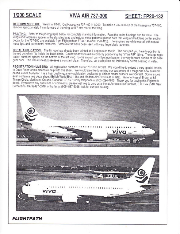 1/200 Scale Decal Viva Air 737-300