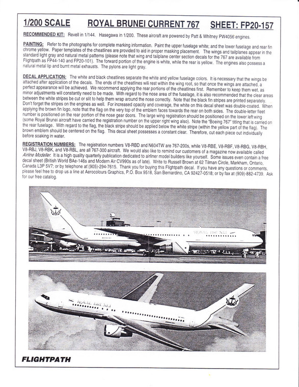 1/200 Scale Decal Royal Brunei 767