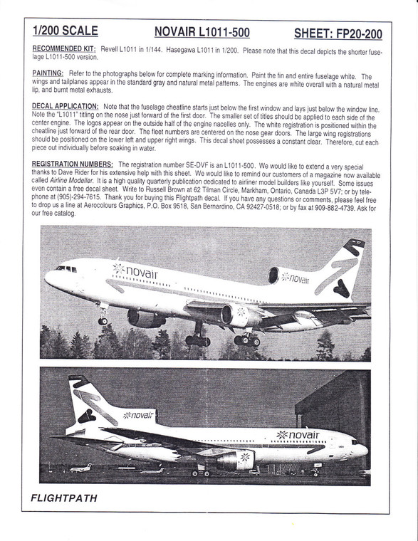 1/200 Scale Decal NovaAir L-1011-500