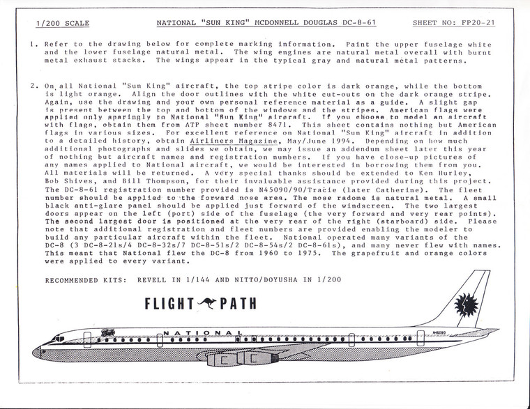 1/200 Scale Decal National Airlines DC8-61