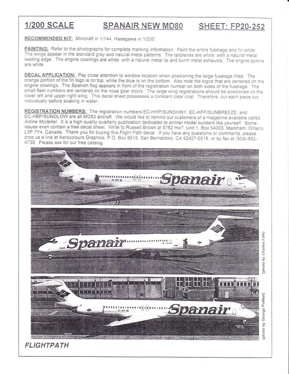 1/200 Scale Decal Spanair MD-80