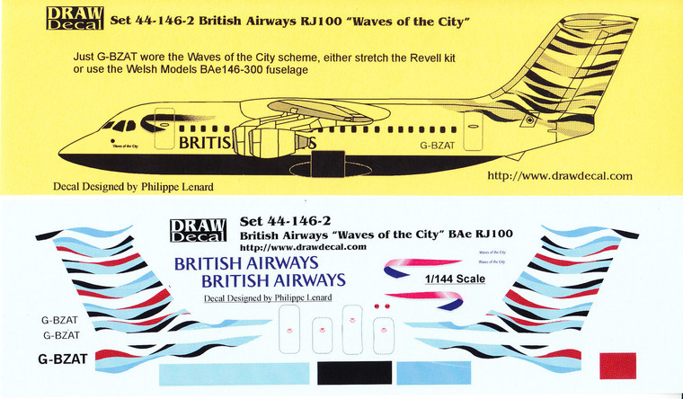 1/144 Scale Decal British Airways RD-100 Waves of the City