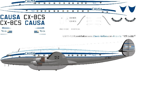 1/144 Scale Decal CAUSA (Uraguay) Constellation