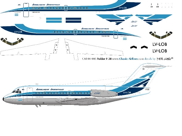 1/144 Scale Decal Aerolineas Argentinas F-28