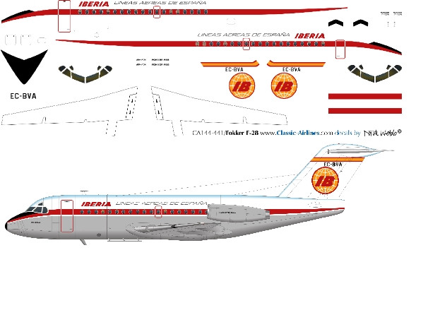 1/144 Scale Decal Iberia F-28