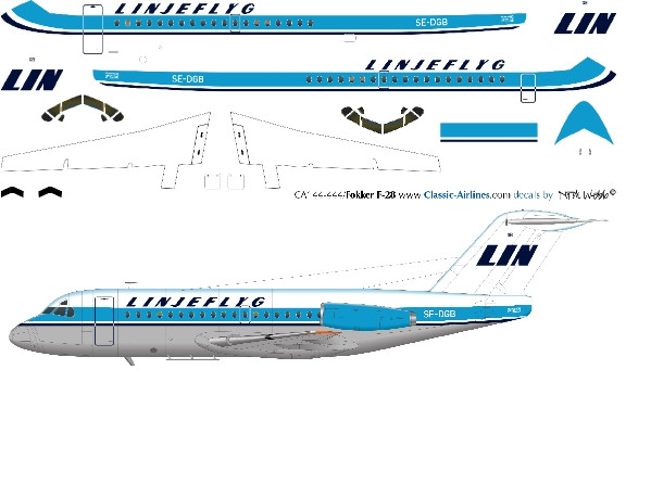 1/144 Scale Decal Linjeflyg F-28