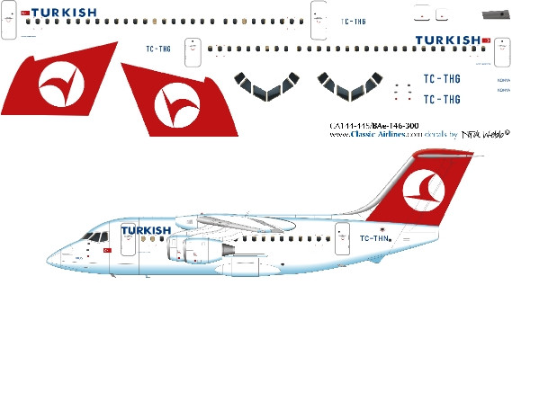 1/144 Scale Decal Turkish BAe-146-100