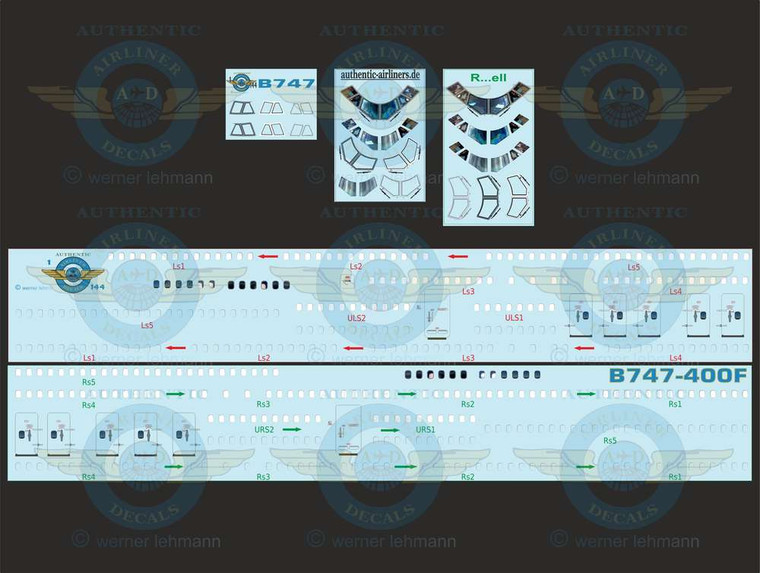 1/144 Scale Decal 747-400F Lifelike Cockpit & Windows