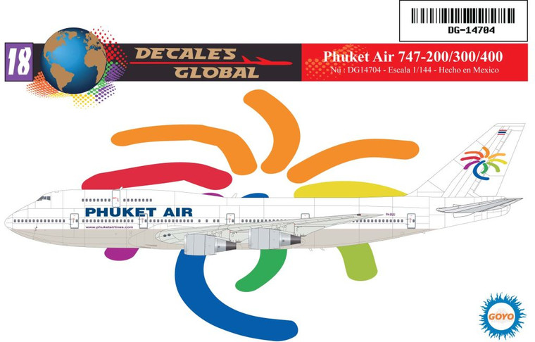 1/144 Scale Decal Phuket Airlines 747-200 / 300 / 400