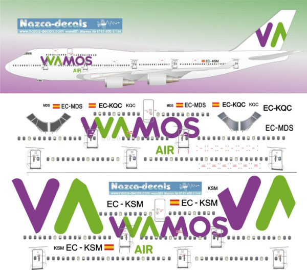 1/144 Scale Decal Wamos 747-400