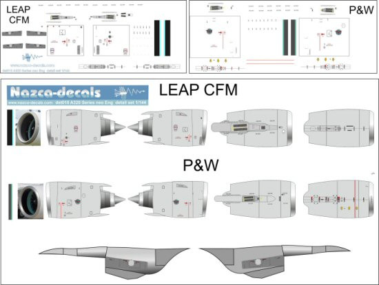1/144 Scale Decal A-320 NEO Engine Details