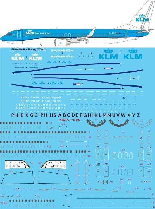 1/144 Scale Decal KLM 737-800